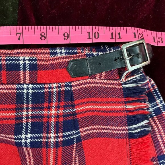 Vintage Highland Queen Kilt Skirt Red Tartan Wool Blend Short Mini - Picture 8 of 9